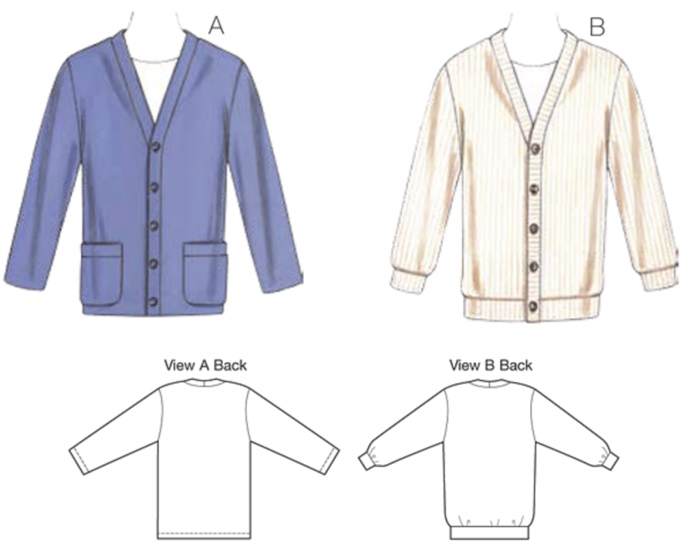 Men's Cardigan sewing patterns - Kwik Sew 3724 and Burda 6030 - C Sews